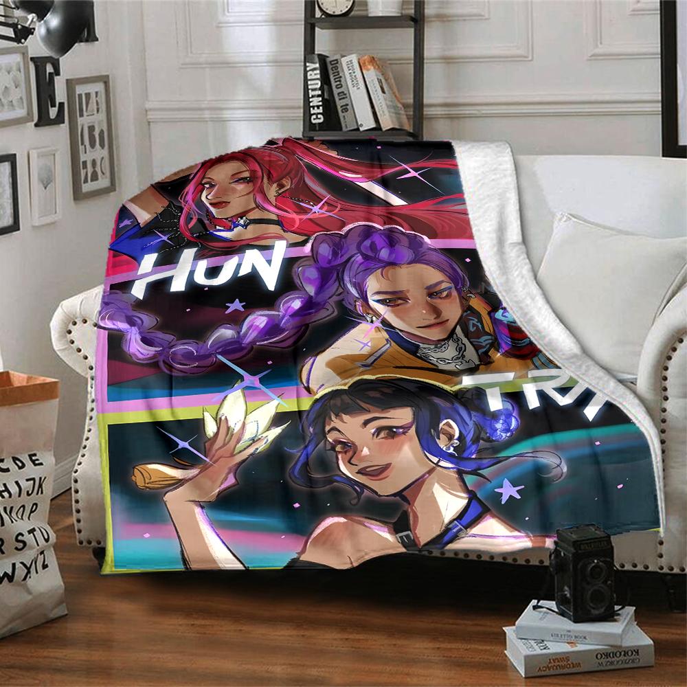 1pc KPop Demon Hunters17 Blanket, Gift, for Men and Women, Soft Blanket, Good for Sofa Bed Couch Travel, Lightweight Flannel Blanket