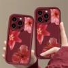 Мягкий чехол для телефона с винно-красным цветочным принтом для iPhone 16 15 Pro Max 14 15 Plus 13 12 11 16E XR X XS Max 8 7 Plus SE2 Ударопрочный чехол