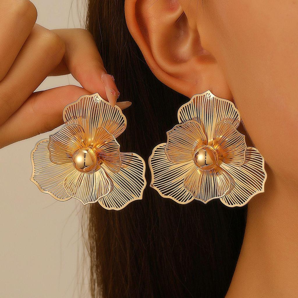 Изысканный роскошный комплект из ожерелья и серег с 3D-цветком для женщин