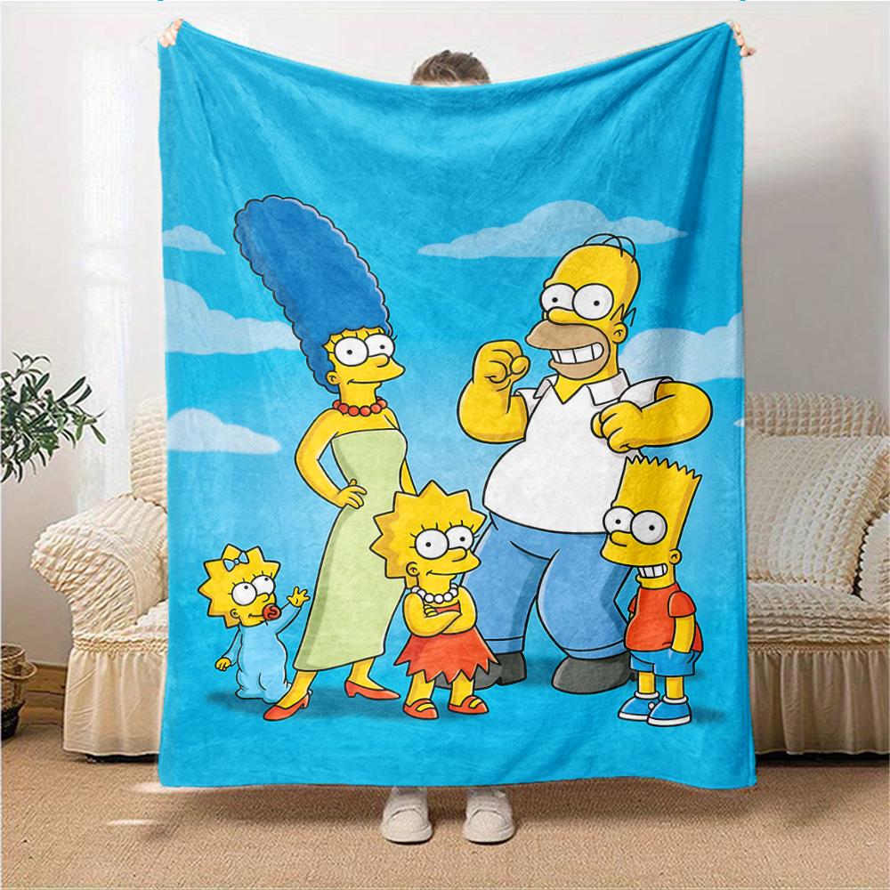 1Pc Simpson Family Portrait Blanket Soft Throw Blanket For Home Bedroom Bed Sofa Travel Office Solid Christmas Blanket