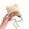 Bear Ears Plush Knit Cap Soft Plush Earflap Beanie Cute Kids Winter Hat  Ages 2-6