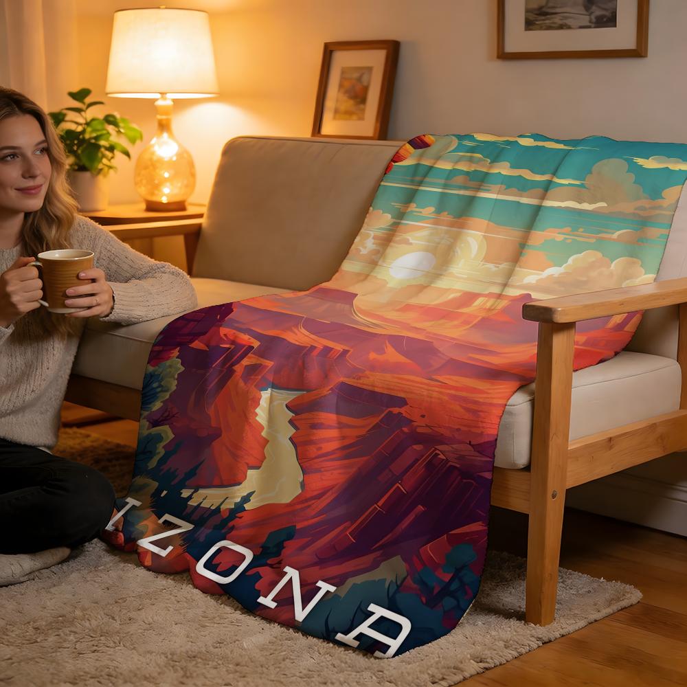 Throw High-Density Short Plush Blanket For Sofa Nap Air-Conditioned Room Soft Skin-Friendly Grand Canyon