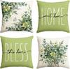 Easter Decoration, Spring Green Plant Linen Pillowcase, Car Sofa Lumbar Pillow Cushion