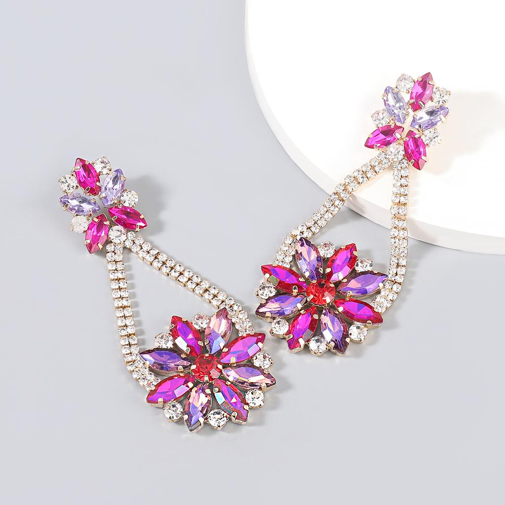 Новые женские серьги в форме цветка со стразами, модные роскошные ювелирные аксессуары для ужина и свадьбы