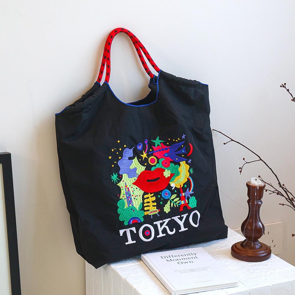 Embroidery Shopping Bag Women'S Fashion Niche Large Capacity Shoulder Bag Tide