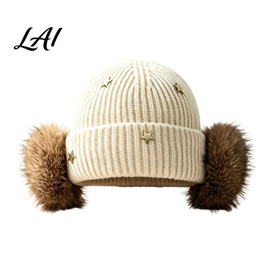 Stylish Daily Wear Cap Knitted Winter Hat with Ear Protection Elastic Thickened Plush Lined Casual Versatile Accessory Cap Soft Warm Windproof