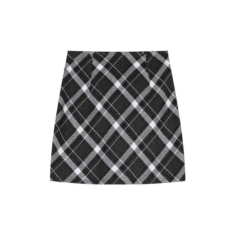 Girl Winter Plaid Aline Skirt With Stretch Wool Blend For Casual And Fashionable Looks