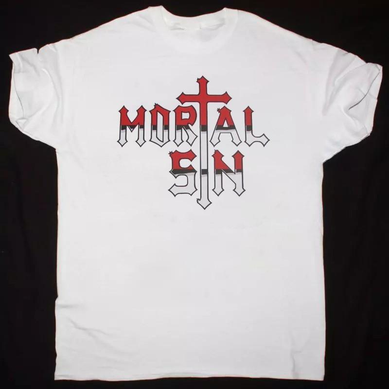 Логотип группы Mortal Sin Белая Футболка Унисекс Все Размеры MI1094