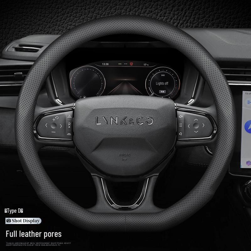 Lynk & Co Genuine Leather Steering Wheel Cover for Models 01, 02, 03, 03+, 05, 0906 (New Energy Vehicles)