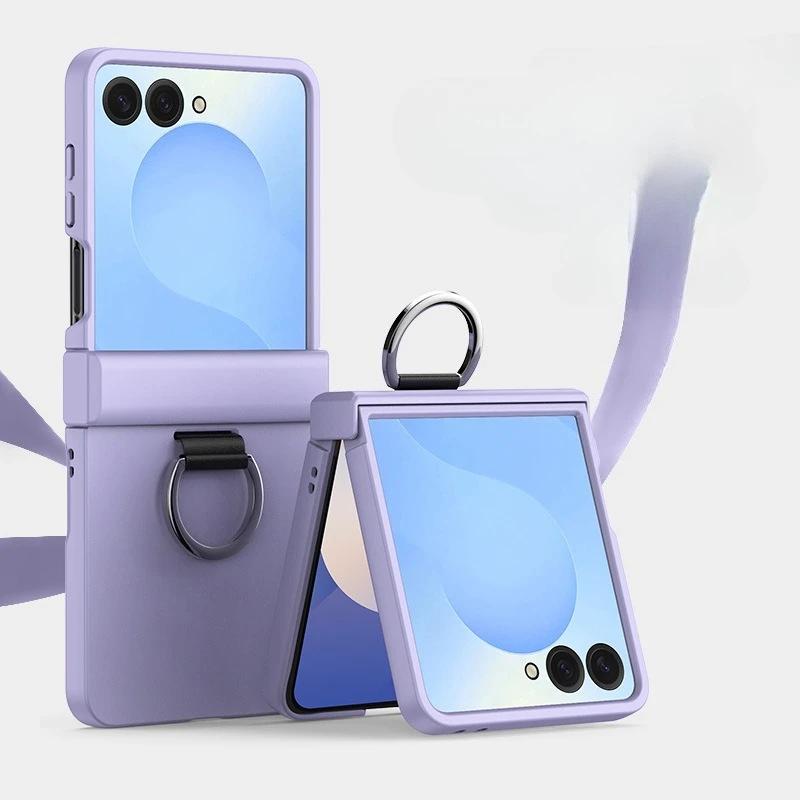 Samsung Galaxy Z Flip 7 6 5 4 3 ZFlip7 FE Всесторонняя защитная противоударная накладка на шарнир с кольцом Чехол для складного телефона