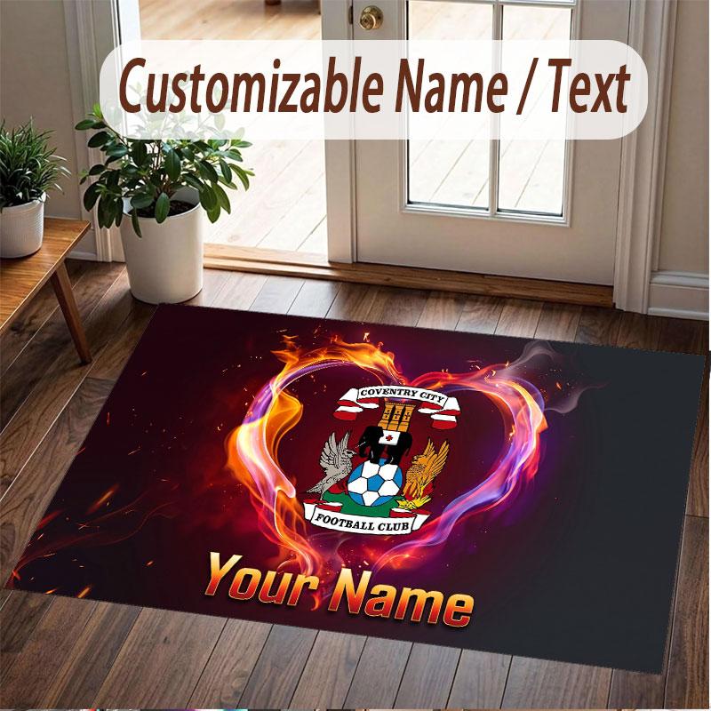 Custom Rug Coventry City Pattern Print Name Text Soft Non‑Slip Floor Carpet for Home Indoor Decoration