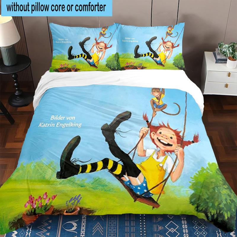 3PCS Pi-ppi And Horse Friendship 3pcs Bedding,Including 3PCS Duvet Cover And 2pcs Pillowcases Perfect for Christmas,Ideal for Bedroom, Dormitory