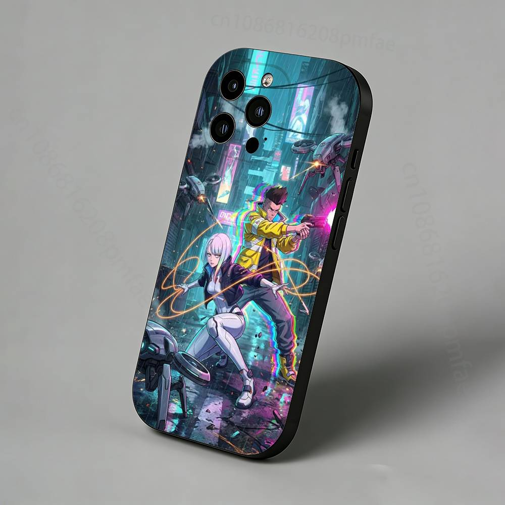 C-Cyberpunk E-Edgerunners Тонкий задний чехол для телефона для iPhone 17 Air 16 Pro Max 16e 15 Plus 14 13 Mini 12 11 Защитная крышка