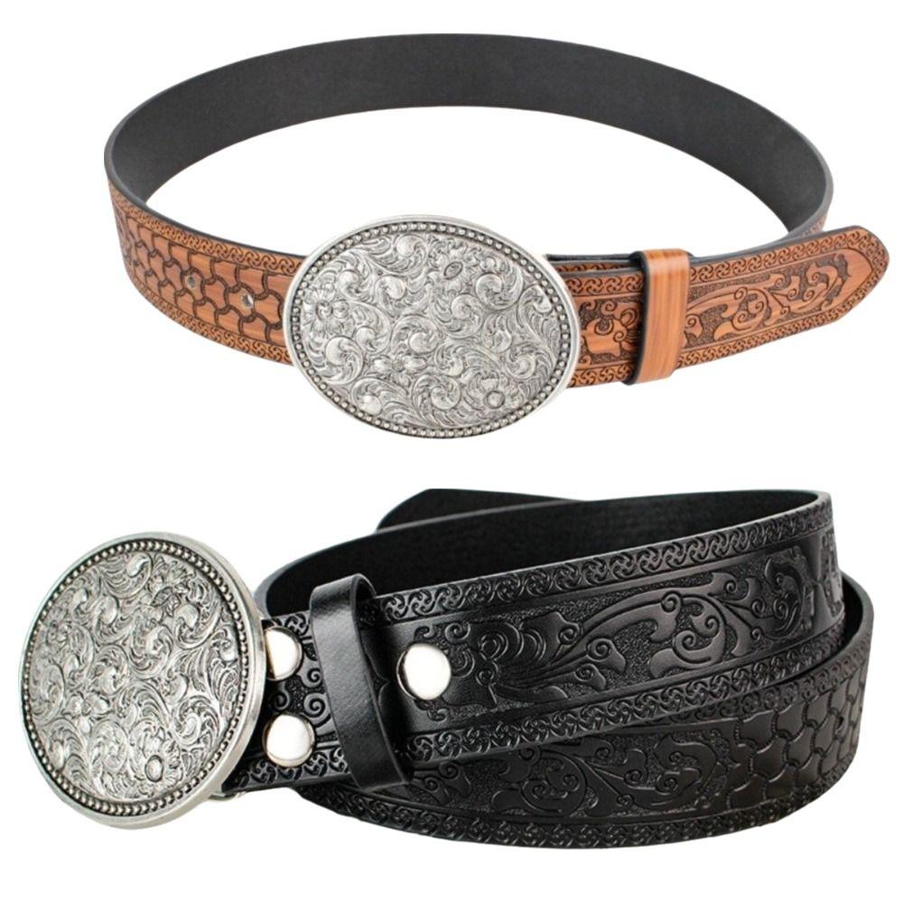 Западный ковбойский ремень из искусственной ПУ кожи, винтажный пояс для талии, модный ремень с пряжкой, мужской, женский