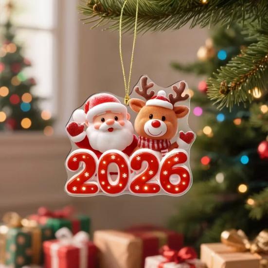 Christmas Ornament Snowman Santa Claus Deer Design Car Rear View Pendant