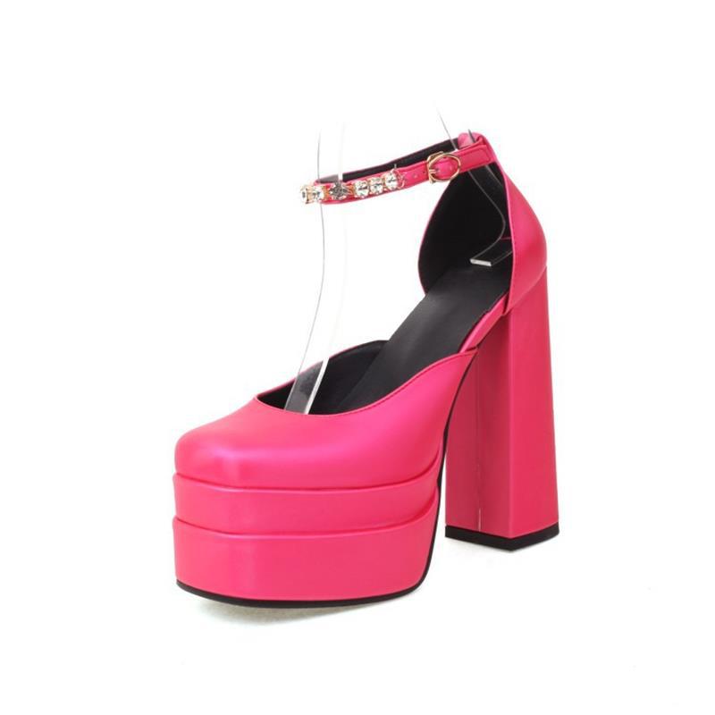 Женские пикантные женские босоножки на высоком каблуке с пряжкой и квадратным носком на платформе