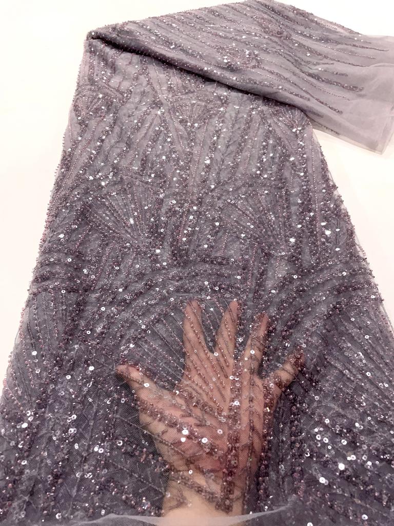 Африканское кружевное полотно 5 ярдов Новейшее нигерийское кружевное полотно Высококачественное вышитое сетчатое полотно Сетчатое кружево 2025 Французское кружево с пайетками