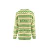 Ganni Ss23 Striped Vintage Print Wool Casual Color Block Crew Neck Long Sleeve Sweater Women sweater Green K1834-135
