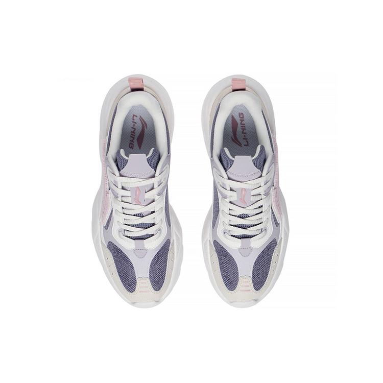 Li Ning Flowing Rock Классические низкие спортивные повседневные кроссовки Женские Бежево-фиолетовые AGCS268-2