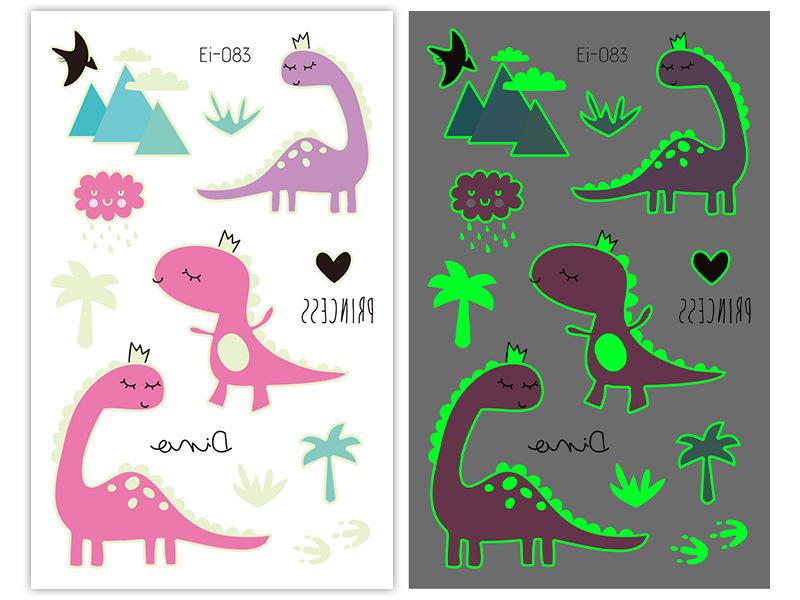 Новые светящиеся наклейки-тату динозавра, детские забавные светящиеся наклейки с героями мультфильмов, наклейки-татуировки