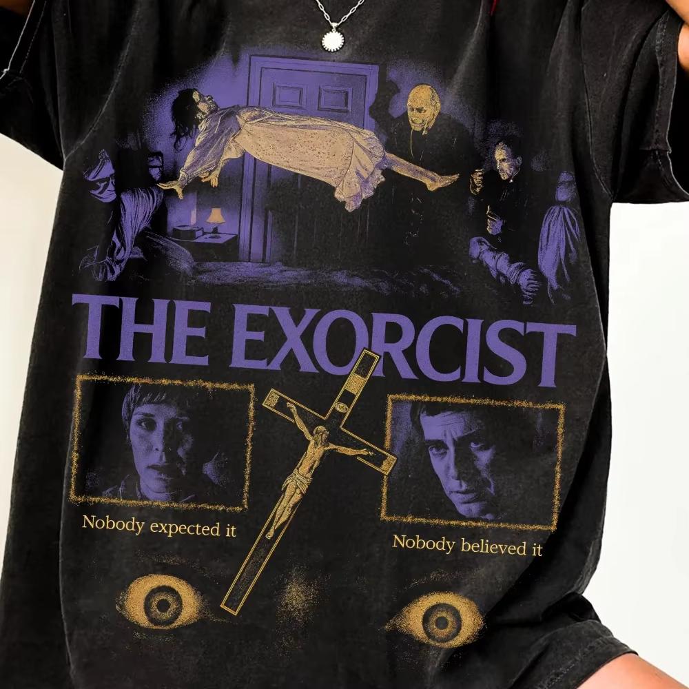 Retro Exorcism Scene Tshirt Retro Horror Movie Style Summer New Unisex Casual Fashion YK Cotton Tshirt