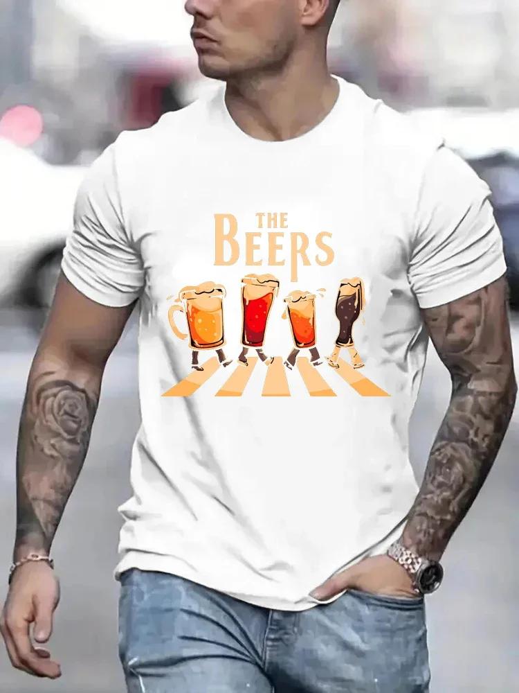 Мужские футболки с принтом The Beers, дышащие фирменные топы, футболки уличной моды, повседневные летние футболки для мужчин, модные мужские футболки