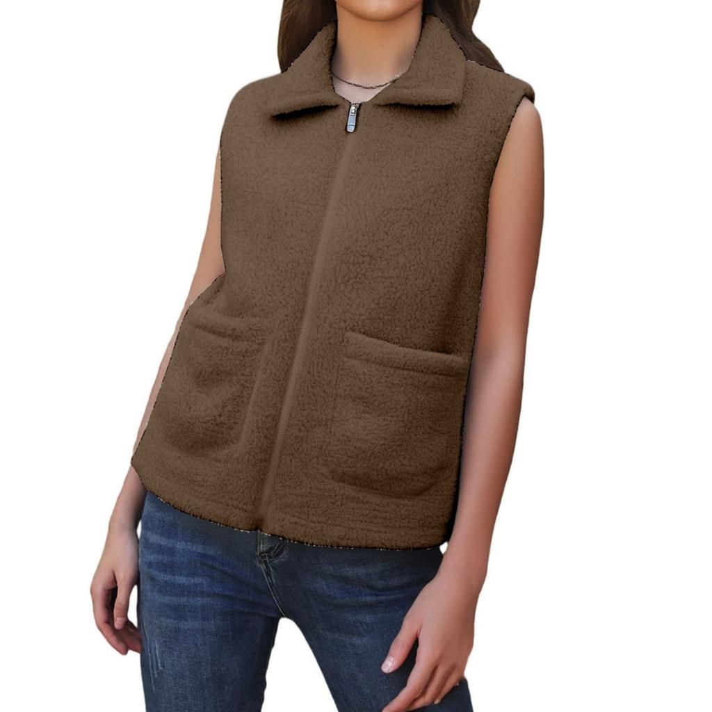 Fashionable Ladies Winter Temperament Lambswool Thickened Velvet Warm Vest