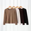 Women's Slim Fit Tencel Fleece Crew Neck Long Sleeve Top for Autumn/Winter