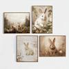 Винтажные пасхальные милые маленькие кролики, полевые цветы, постеры и принты, печать на холсте, настенное искусство, картина для гостиной, украшение дома