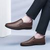 Весенне-осенние британские мужские кожаные туфли, повседневные лоферы на плоской подошве, молодежная универсальная обувь для ленивых, лучшая мужская обувь