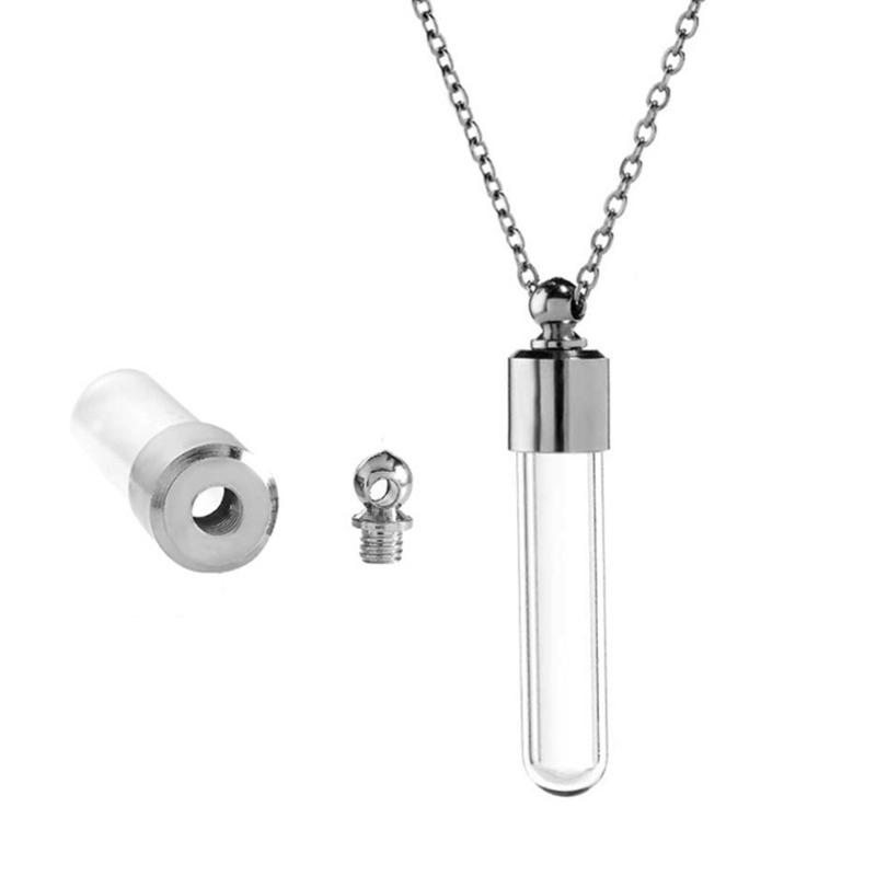 Glass Perfume Vial Pendant Wishing Bottle Clear Charm Glass Bottle Necklace Jewelry Gift Glass Bottle Necklace Transparent Glass