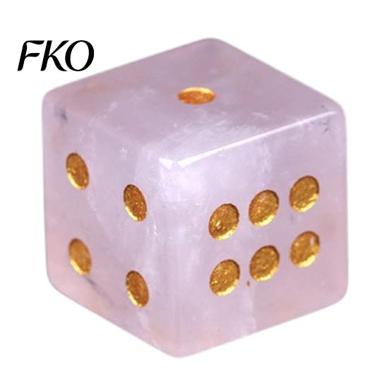 Board Game Dice Natural Hand Carved Stone Dice, Mini Healing Faux Crystal Elegant Pieces 6-Sided Golden Dots for Tabletop Game, Casino Rounded Corner