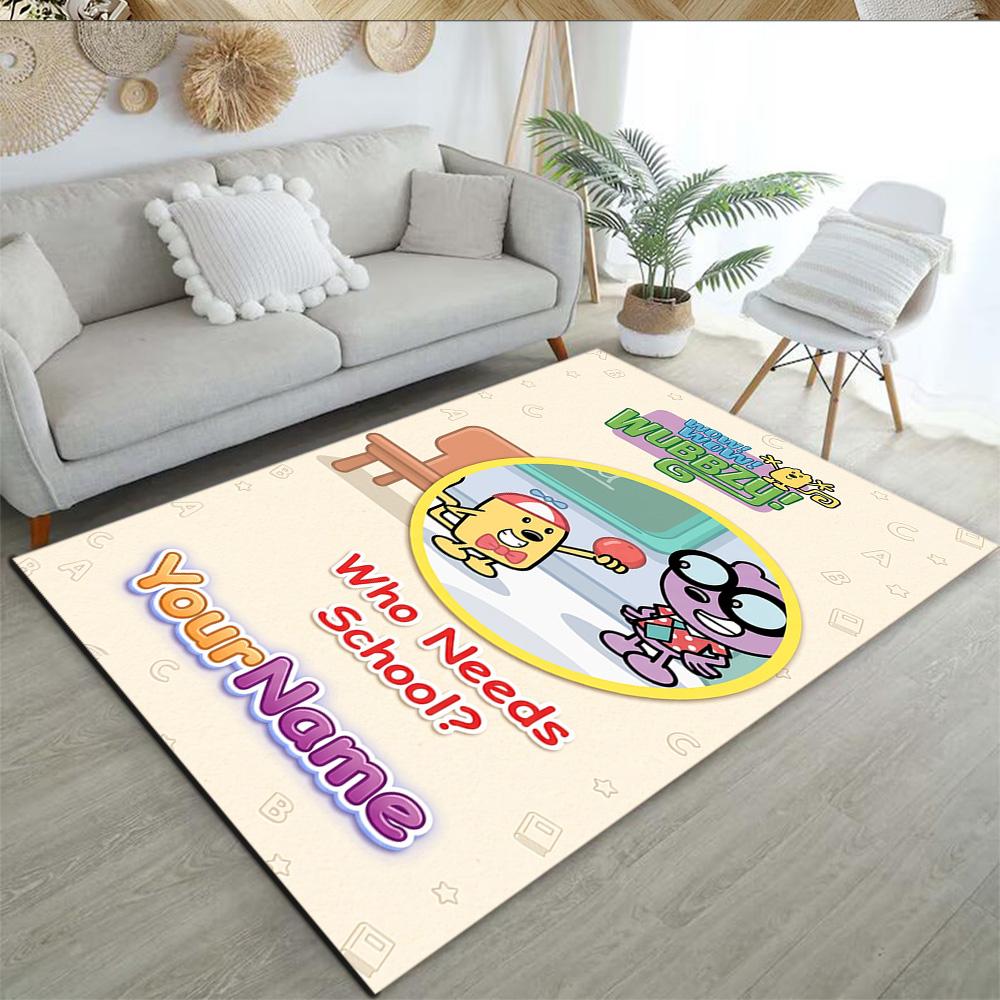 Wow! Wow! Wubbzy Personalized Text Floor Mat Suitable for Foyer Living Rooms Outdoor Study room Anti-slip Rug Office home decor Birthday/Christmas Gif