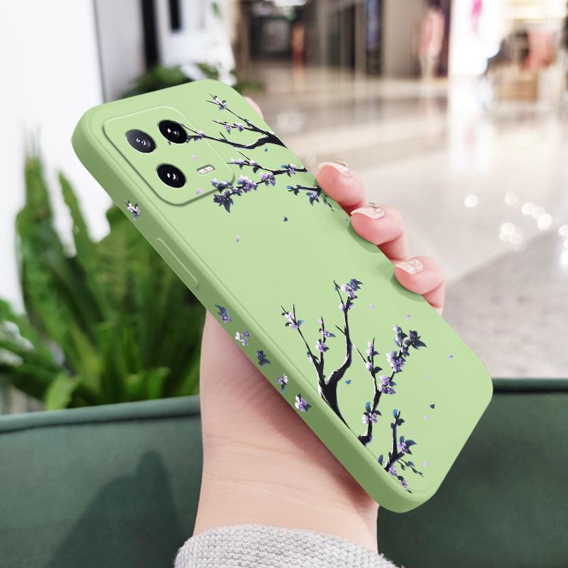 Фиолетовый Цветочный Дождь Чехол для Телефона Для Xiaomi 17 15 15T 14 14T 13 13T 12 12X 12T 12S Mi 11 11T 10 10T Pro Max Lite Жидкий Силикон Co