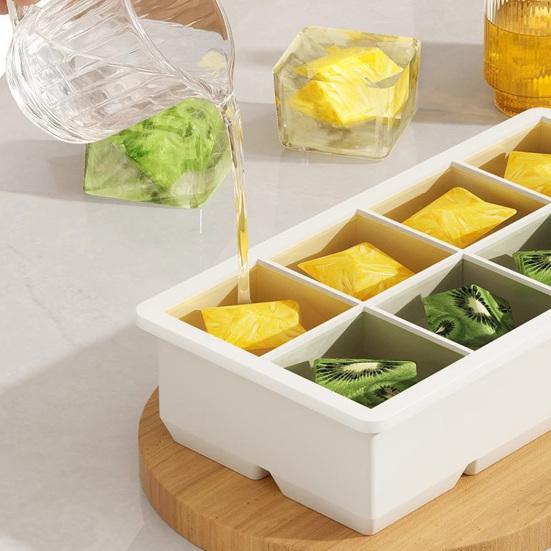 Квадратная силиконовая форма для кубиков льда с крышкой, 6 ячеек, легкое извлечение, штабелируемая, без BPA, для домашнего бара, безопасная для посудомоечной машины