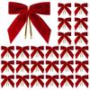 24pcs Velvet Fabric Bow Christmas Decoration Bow Gift Wrapping Accessory