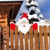 Christmas Fence Ornaments Wooden Peeking Santa Yard Decor Weatherproof Indoor Outdoor Decoration for Lawn Garden Fence