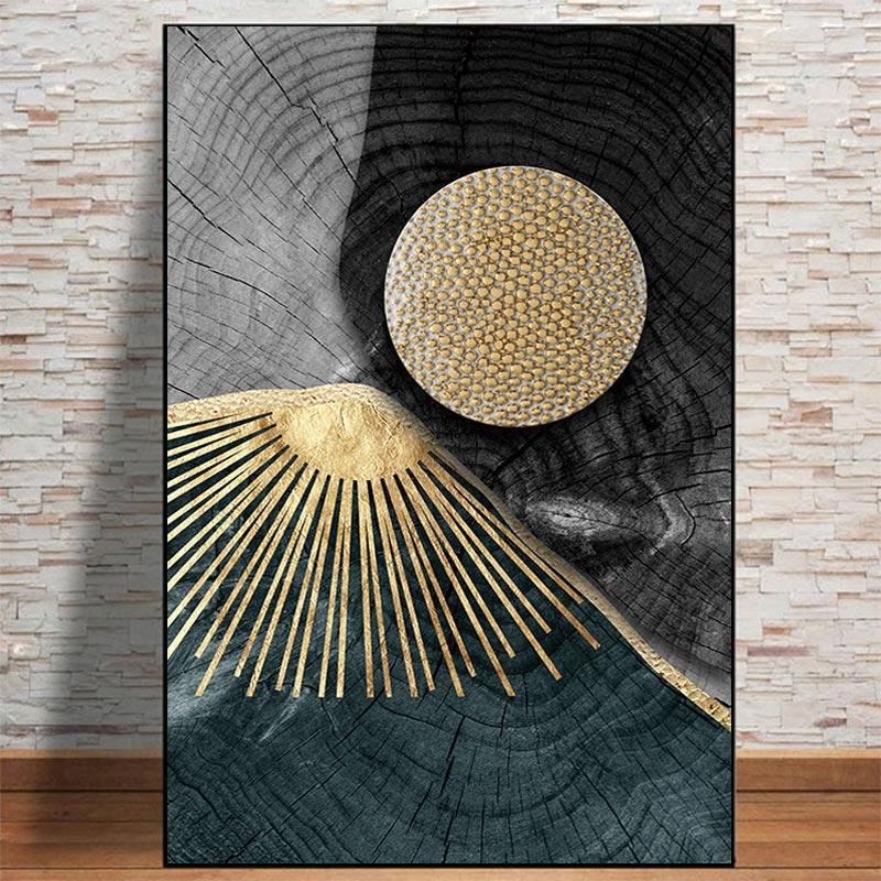 Большой абстрактный золотой черный текстура дерева холст картина печать плакатов современные скандинавские настенные художественные картины для гостиной домашний декор