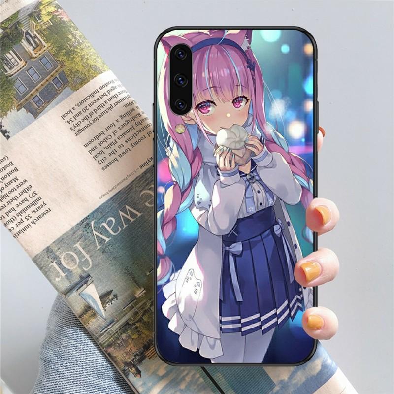 Милый чехол для телефона Minato Aqua Hololive для Samsung Note 9 10 20 Plus Pro Ultra J6 J5 J7 J8 Мягкий черный чехол для телефона