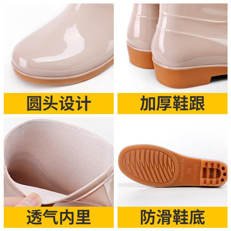 Short Tube Four-season Women's Rubber Shoes Kitchen Mother Waterproof Non-slip Cleaning Rain Shoes Rubber Shoes with Cotton Cover Warm Water Shoes
