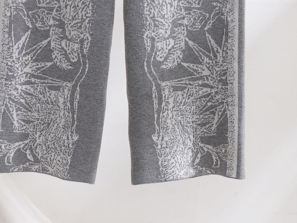 Женский осенне-зимний винтажный парусный джунгли жаккардовый трикотажный комплект из двух частей, широкие брюки, утолщенный теплый свитер, спортивный костюм