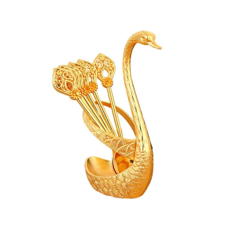 6Pcs Elegant Luxury Dessert Utensils Zinc Zinc Zinc Alloy Dessert Spoon Coffee Spoon Table Decoration