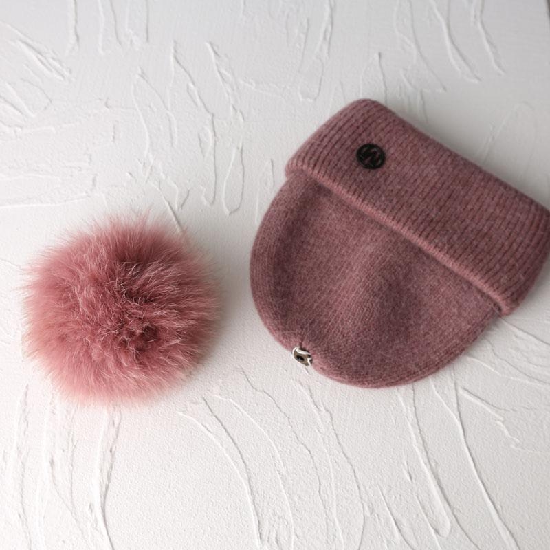 2023 Luxury Real Fox Fur Pom Pom Beanies Hat for Women Pompom Knitted Winter Hat Fashion Ear Protection Wool Hat