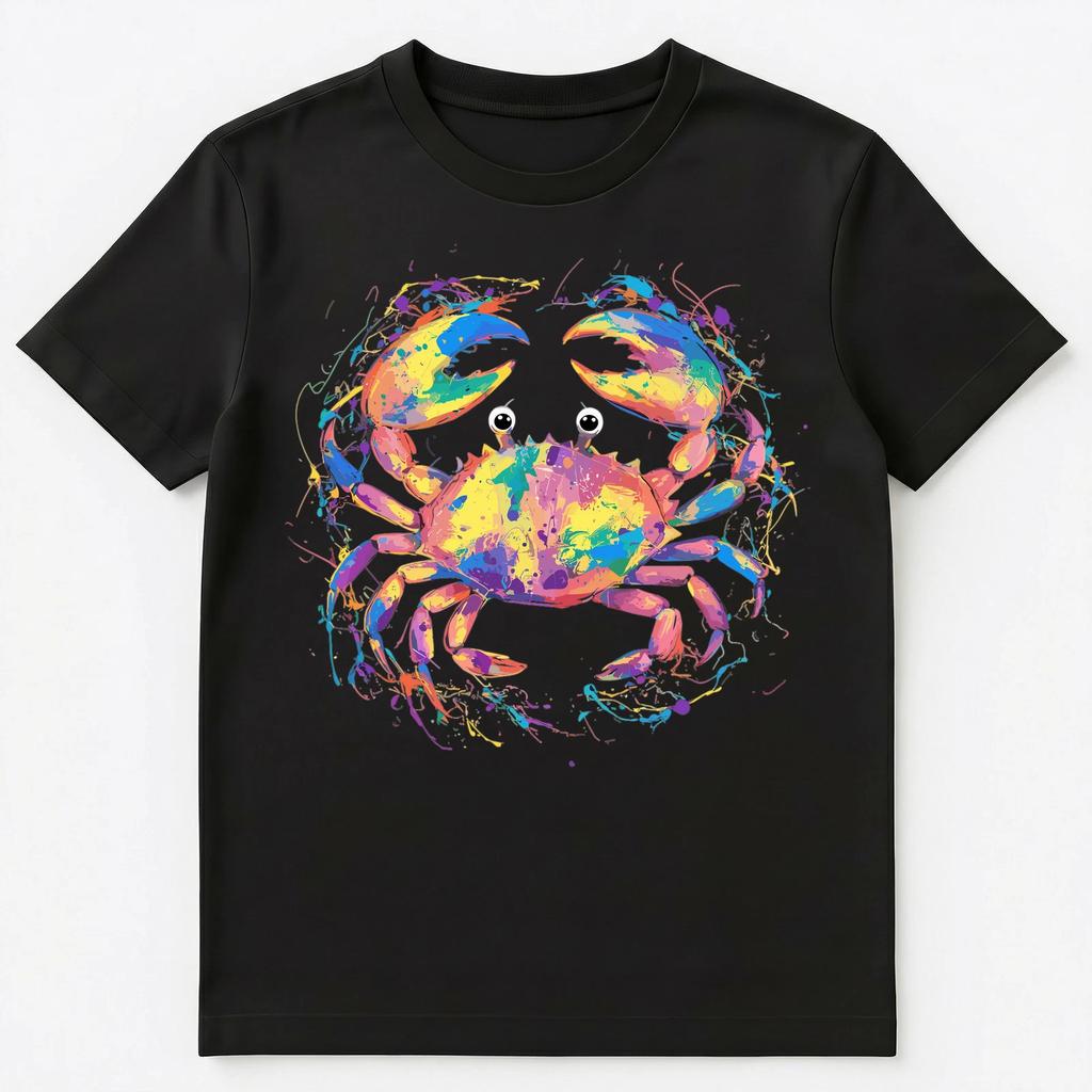 Colorful Paint Splash Crab Art Graphic Unisex T-Shirt