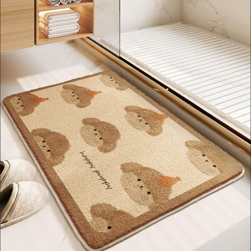 Впитывающий коврик для ванной комнаты Милый коврик для ванной двери Грязный Нескользящий коврик Ковер для туалета Коврик для двери туалета Бытовой
