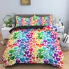 Geometric Printed Duvet Cover Set Colorful Stripe Heart Shaped Comforter Cover for Kid Children Polyester Quilt Cover King Queen