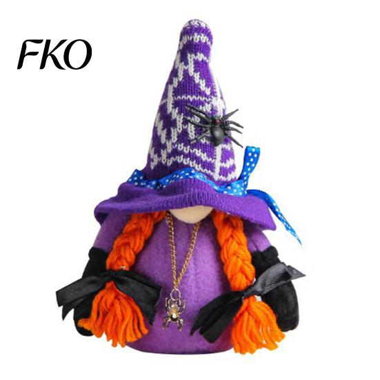 Unique Holiday Gift Ideas Halloween Witch Plush Gnomes, Cute Faceless Dwarf Doll with Seasonal Home Interior Ornaments Spider Bat, Table Office Indoor