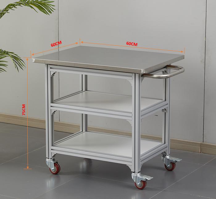 Mobile Workbench with Aluminum Frame and Anti-Static Stainless Steel Top