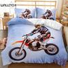 Motorbike Duvet Cover Set Motocross Rider Racing Motorcycle Dirt Bike Bedding Set Vehicles Extreme Sports Polyester Quilt Cover