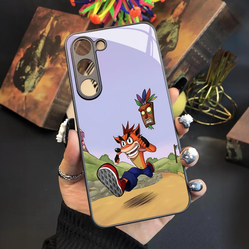 Crash Bandicoot Game Phone Case for Samsung Galaxy S24 S23 S22 S21 S20 A24 A34 A54 A53 Note20 M54 Fe Ultra Plus Glass